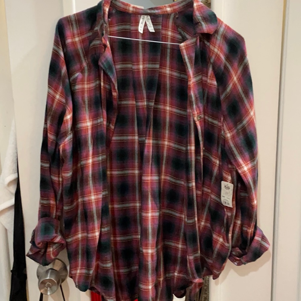 Burgundy plaid button up